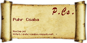 Puhr Csaba névjegykártya